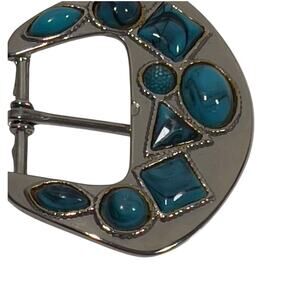 Southwest Faux Turquoise Stone Blue Silver Metal Belt Cowgirl Boy Buckle Only